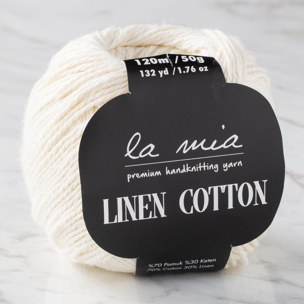 La Mia Linen Cotton Kirli Beyaz El Örgü İpi - L155